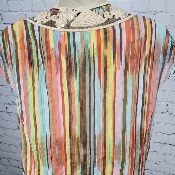 Nanette Lepore Multicolor 100% Silk Shell Accents Striped Lightweight Dress 4 - Picture 8 of 15